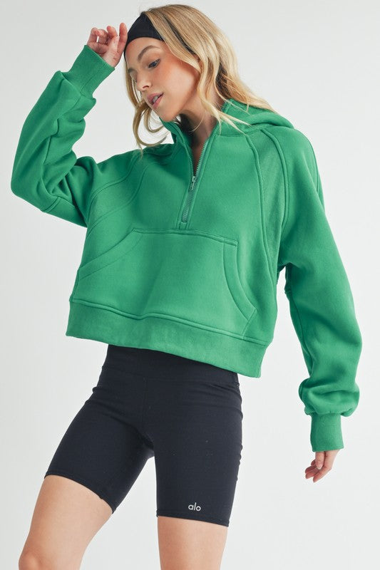 Women's Oversized Half-Zip Fleece Hoodie