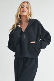 Women's Oversized Half-Zip Fleece Hoodie