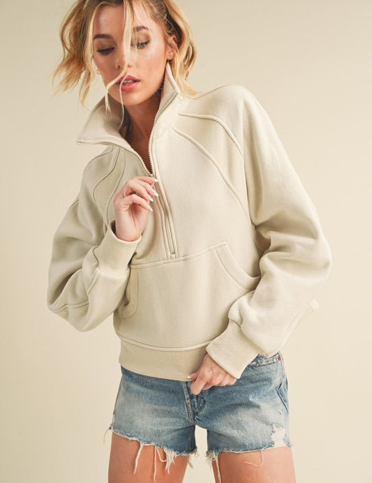 Dove Funnel Neck Half Zip