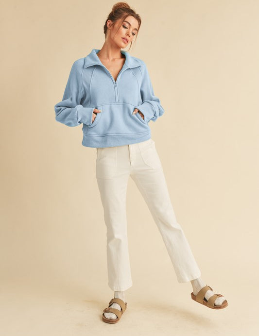 Dove Funnel Neck Half Zip