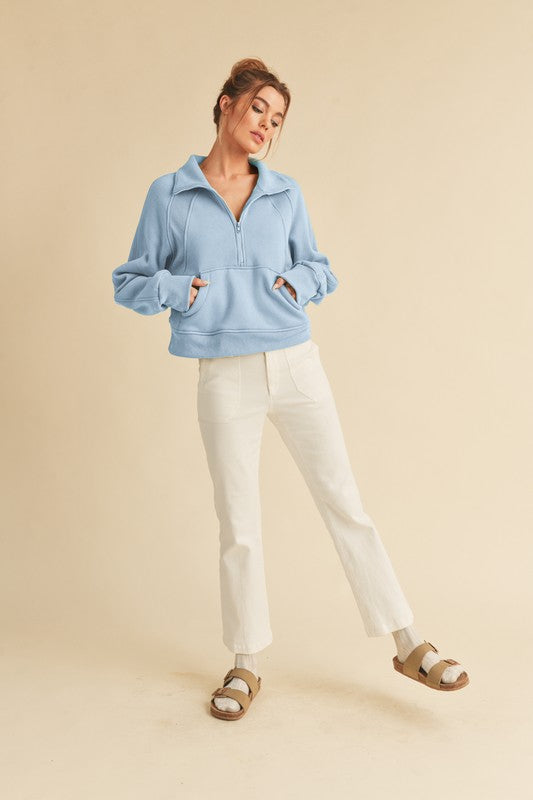 Dove Funnel Neck Half Zip