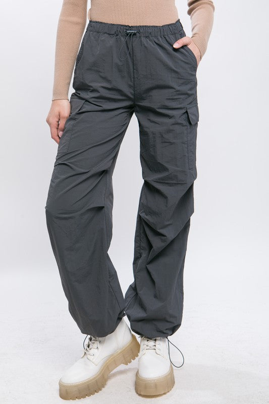 Women's Loose Fit Cargo Pants with Adjustable Waist