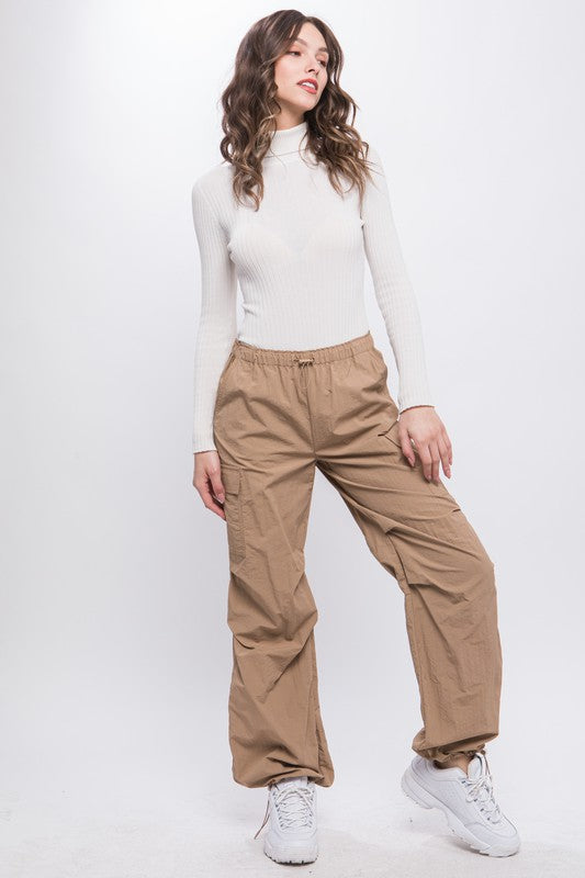 Women's Loose Fit Cargo Pants with Adjustable Waist