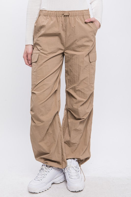 Women's Loose Fit Cargo Pants with Adjustable Waist