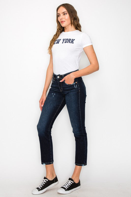 Plus Size High Rise Dark Stone Wash Skinny Jeans