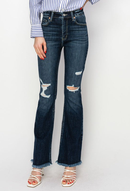 Women's High Rise Distressed Bootcut Jeans