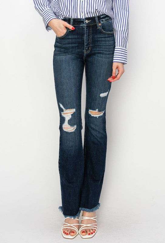 Women's High Rise Distressed Bootcut Jeans