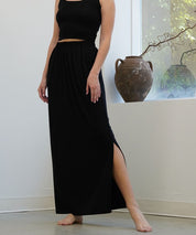 Women's Classic Bamboo Skirt with Pockets and Side Slit