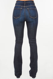 Women's High Rise Boot Cut Jeans with Ripped Detail