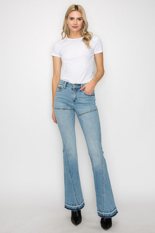 Plus Size High Rise Skinny Flare Jeans for Women