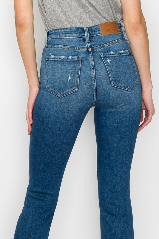 Plus Size High Rise Slim Straight Jeans for Women