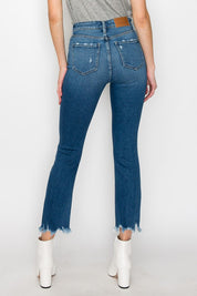 Plus Size High Rise Slim Straight Jeans for Women