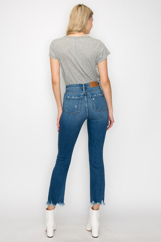 Plus Size High Rise Slim Straight Jeans for Women