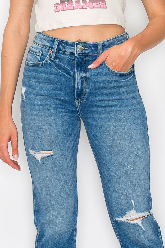 Women's High Rise Tapered Leg Denim Jeans