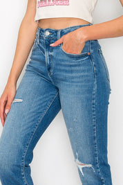 Women's High Rise Tapered Leg Denim Jeans