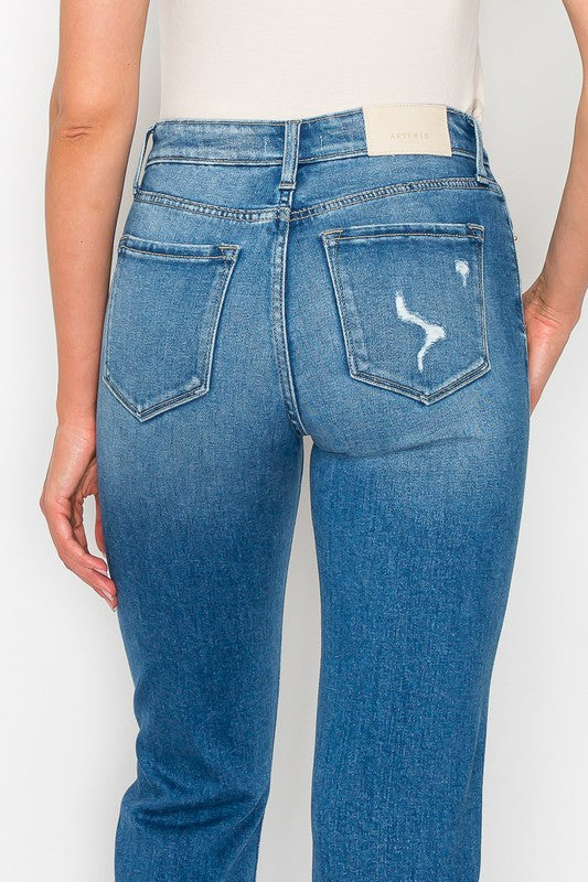 Women's High Rise Tapered Leg Denim Jeans