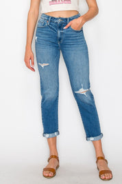 Women's High Rise Tapered Leg Denim Jeans