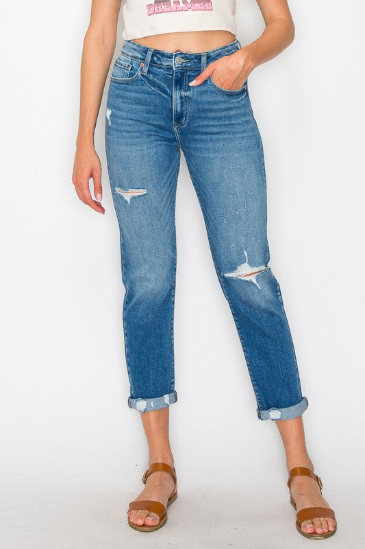 Women's High Rise Tapered Leg Denim Jeans