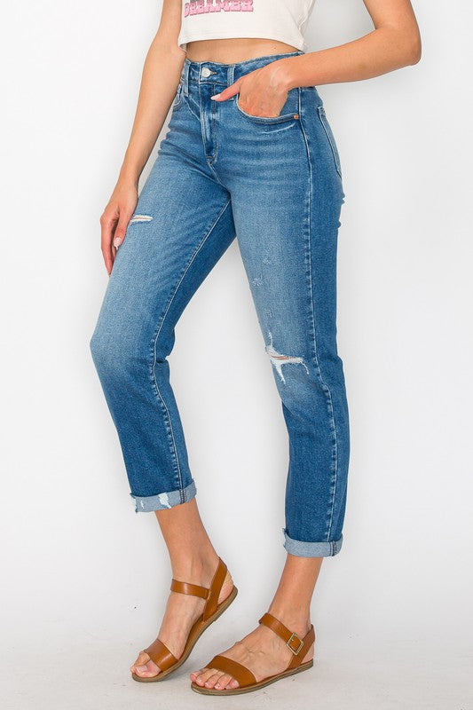 Plus Size High Rise Tapered Leg Jeans for Women