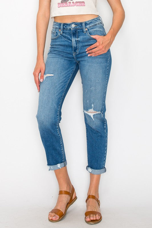 Plus Size High Rise Tapered Leg Jeans for Women