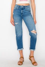 Plus Size High Rise Tapered Leg Jeans for Women