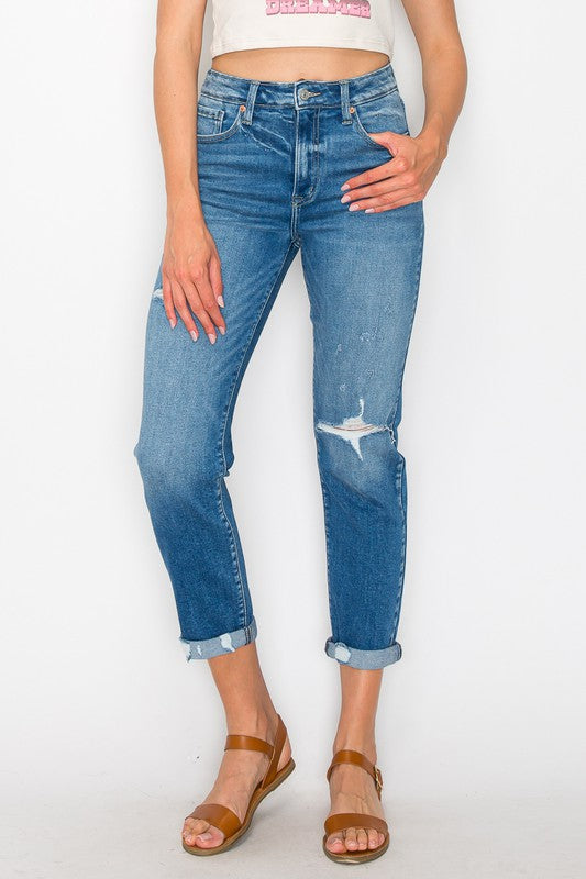 Plus Size High Rise Tapered Leg Jeans for Women