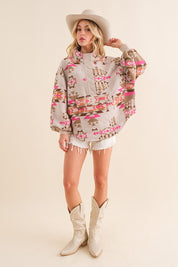 Women's Oversized Aztec Western Pullover Sweater