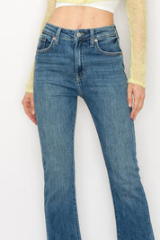 Plus Size High Rise Boot Cut Jeans with Frayed Hem