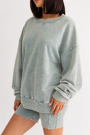 Women's Washed Oversized Pullover Sweatshirt