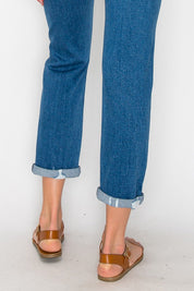 Women's High Rise Tapered Leg Distressed Jeans