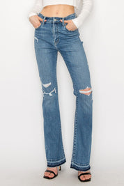 Women's High Rise Distressed Skinny Bootcut Jeans