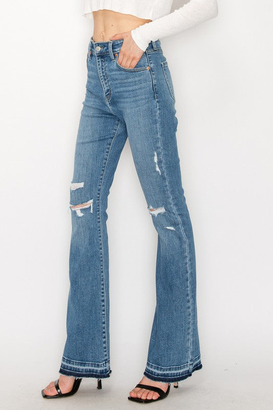 Women's High Rise Distressed Skinny Bootcut Jeans