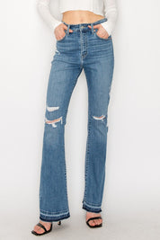 Women's High Rise Distressed Skinny Bootcut Jeans