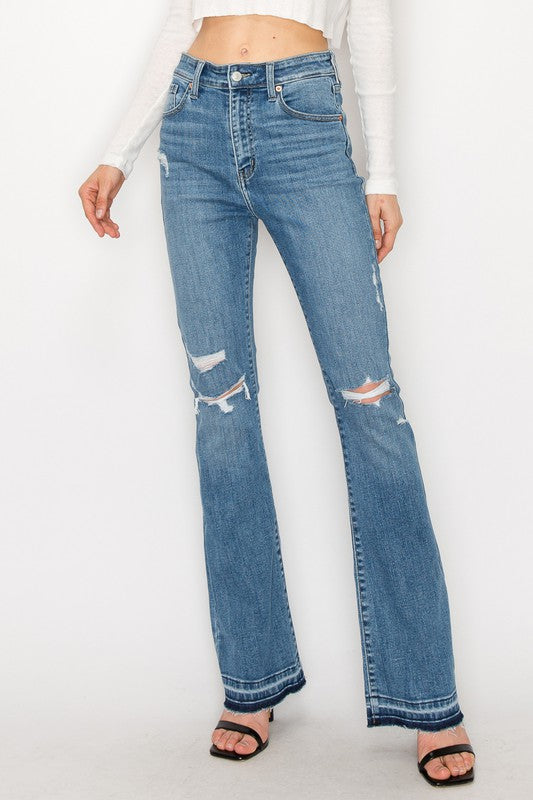 Plus Size High Rise Distressed Bootcut Jeans