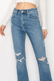 Plus Size High Rise Distressed Bootcut Jeans