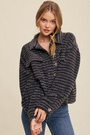 Women's Loose Fit Plaid Fleece Shacket