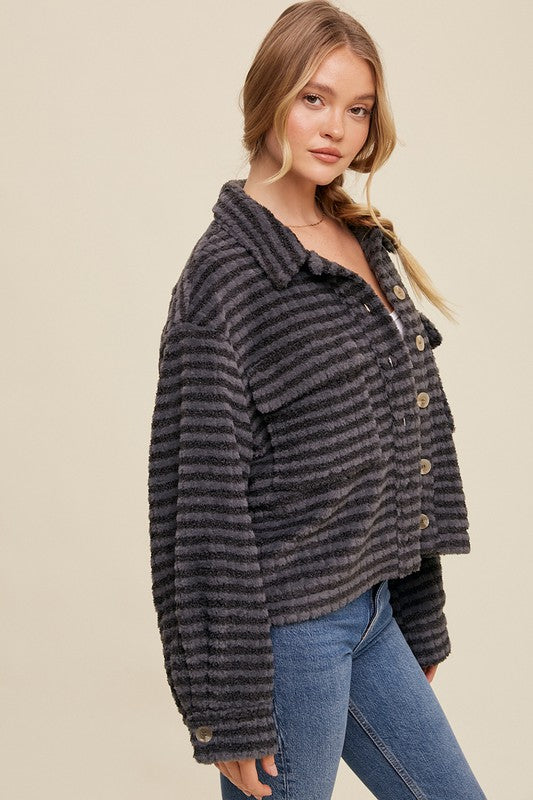 Women's Loose Fit Plaid Fleece Shacket