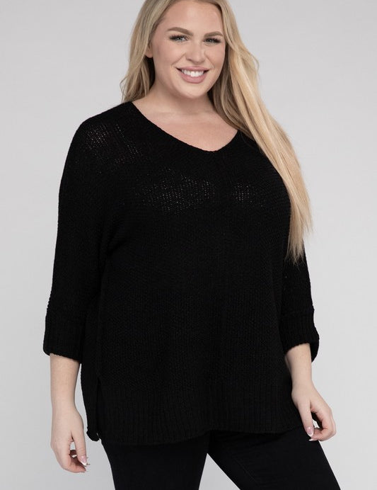 Plus Size Crew Neck Knit Sweater