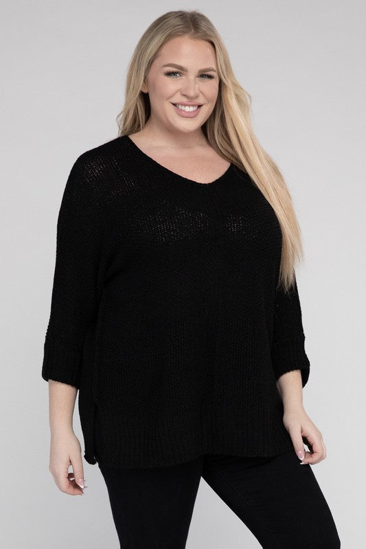 Plus Size Women's Cozy Crew Neck Knit Sweater