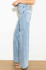 Women's Edgy Criss Cross High Waisted Wide Leg Jeans