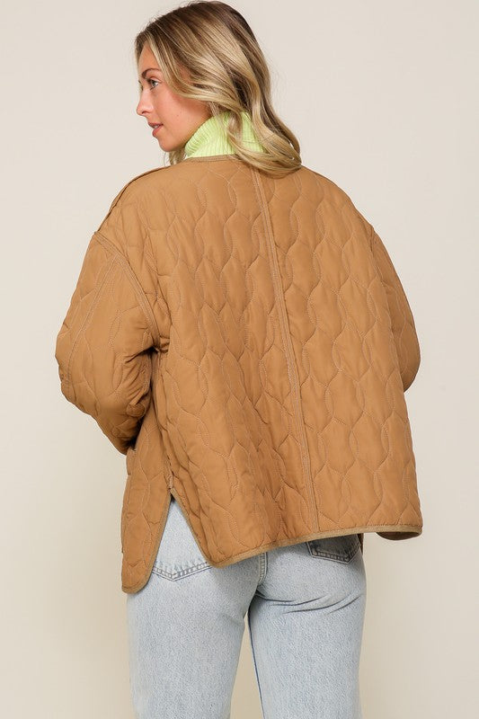 Women's Oversized Quilted Puffer Jacket with Pockets