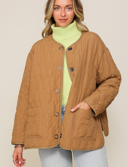 Quilted Puffer Jacket with Pockets