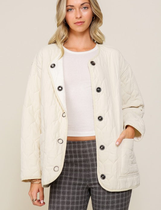 Quilted Puffer Jacket with Pockets