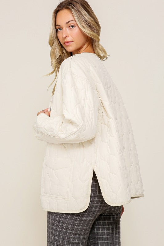 Women's Oversized Quilted Puffer Jacket with Pockets