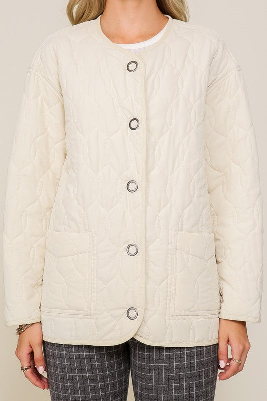 Women's Oversized Quilted Puffer Jacket with Pockets