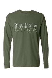 Unisex Long Sleeve Dancing Skeletons Graphic Tee