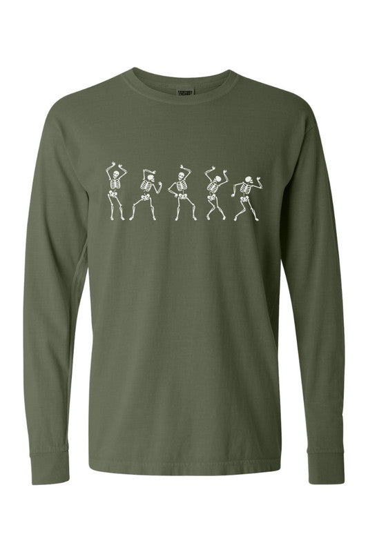 Unisex Long Sleeve Dancing Skeletons Graphic Tee