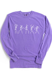 Unisex Long Sleeve Dancing Skeletons Graphic Tee