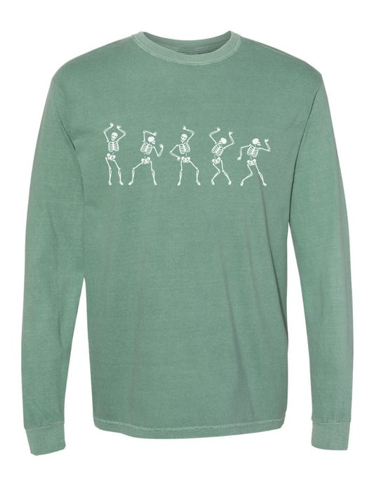 Unisex Long Sleeve Dancing Skeletons Graphic Tee
