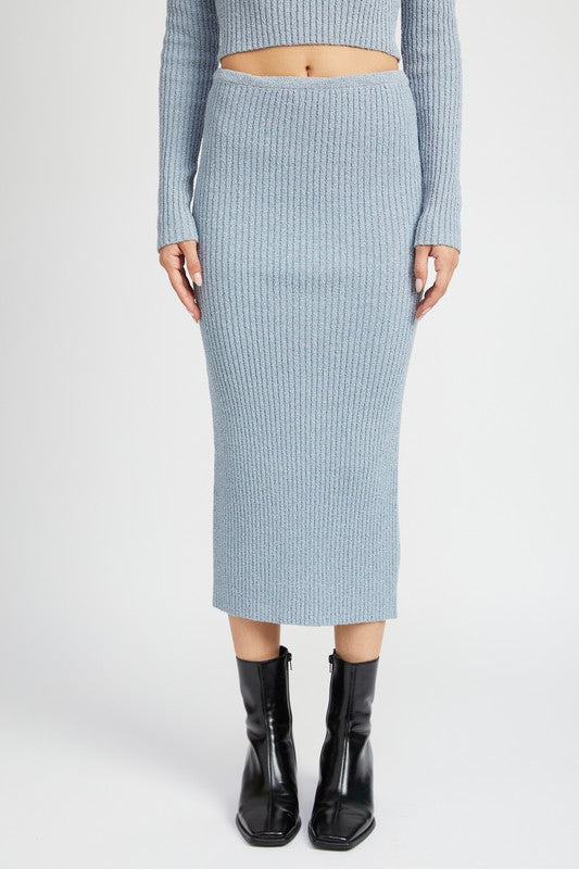 Women's Back Slit Maxi Knit Skirt